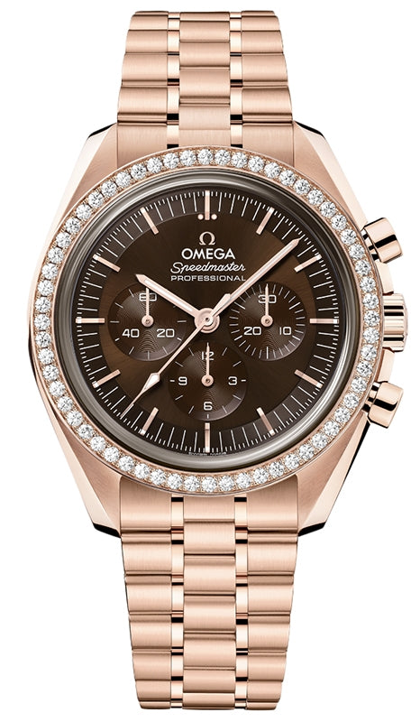 Omega Speedmaster Moonwatch Professional Chronograph 42mm Sedna Gold/Diamonds Brown Dial 310.55.42.50.13.001