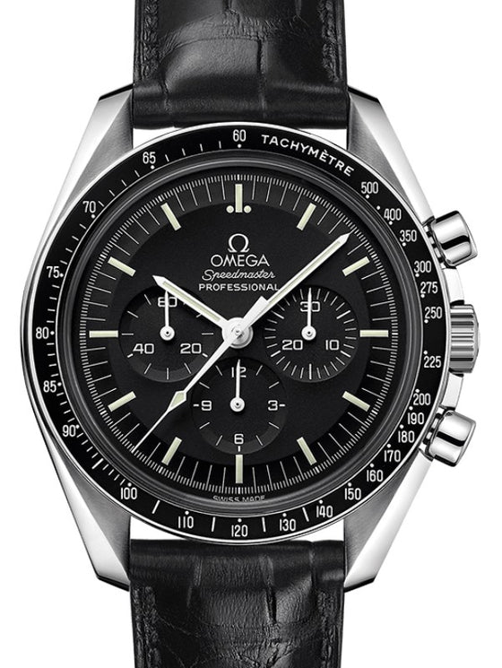 Omega Speedmaster Moonwatch Professional Chronograph 42mm Stainless Steel Black Dial Leather Strap 311.33.42.30.01.002 - BRAND NEW