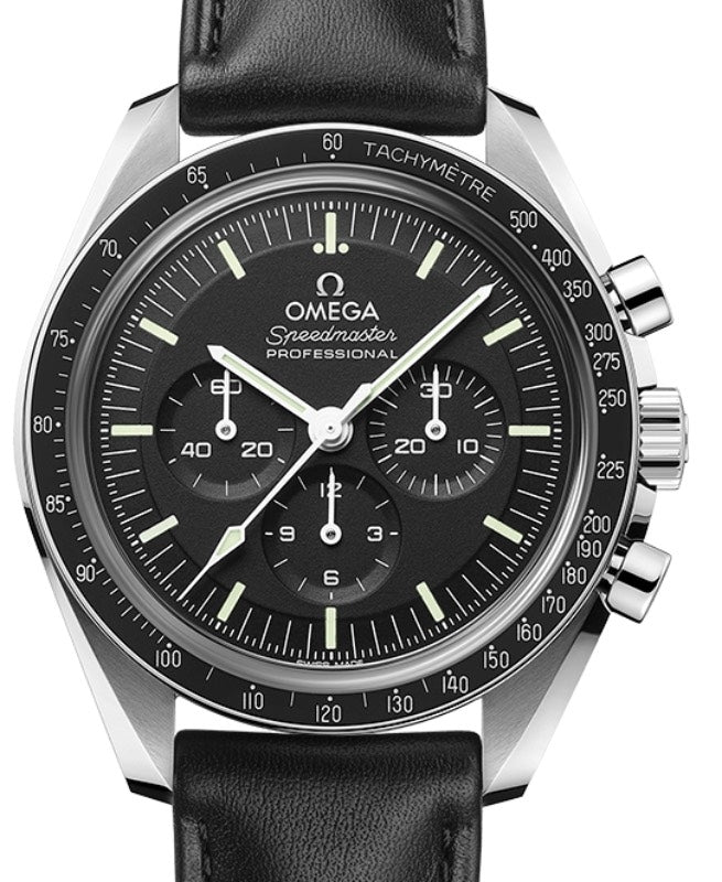 Omega Speedmaster Moonwatch Professional Chronograph 42mm Steel Black Dial Leather Strap 310.32.42.50.01.002