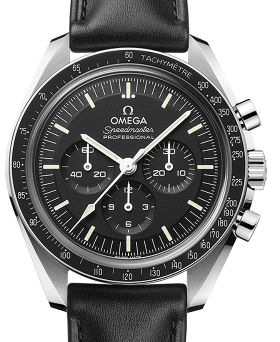 Omega Speedmaster Moonwatch Professional Chronograph 42mm Steel Black Dial Leather Strap 310.32.42.50.01.002