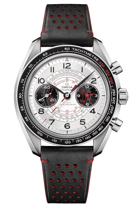 Omega Speedmaster Two Counters Chronoscope Chronograph 43mm Steel Silver Dial Leather Strap 329.32.43.51.02.001