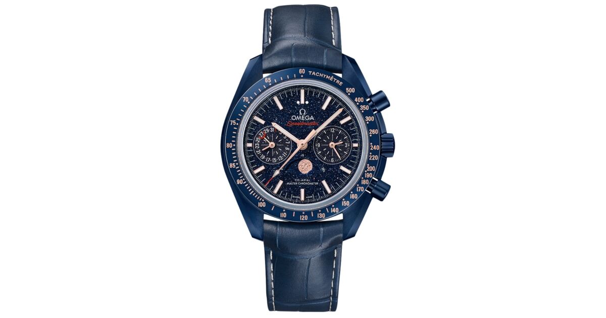Omega Speedmaster Two Counters Moonphase "Blue Side Of The Moon" 44.25mm Ceramic Blue Dial Leather Strap 304.93.44.52.03.001