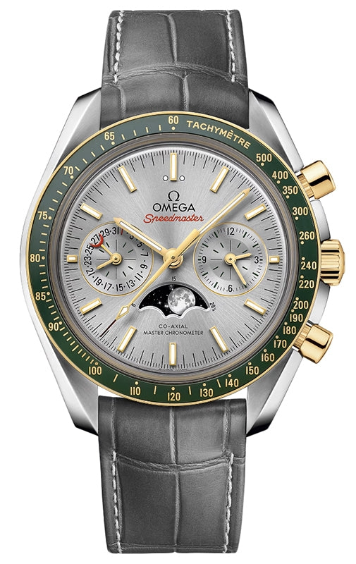 Omega Speedmaster Two Counters Moonphase 44.25mm Steel/Yellow Gold Grey Dial Leather Strap 304.23.44.52.06.001
