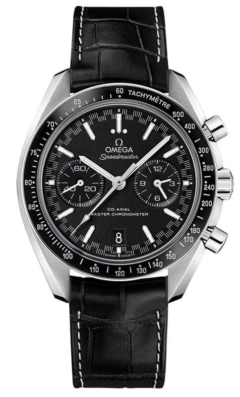Omega Speedmaster Two Counters Racing 44.25mm Steel Black Dial Leather Strap 329.33.44.51.01.001