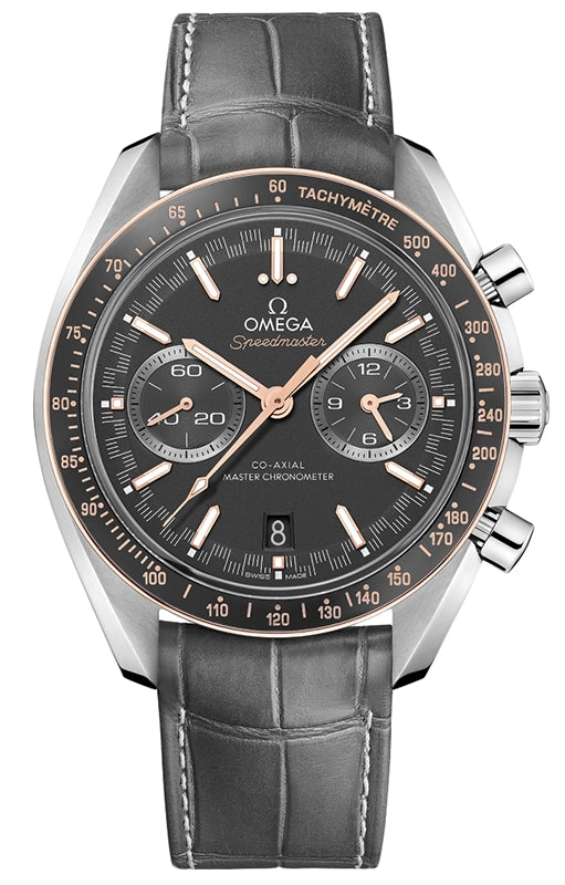 Omega Speedmaster Two Counters Racing 44.25mm Steel Grey Dial Leather Strap 329.23.44.51.06.001