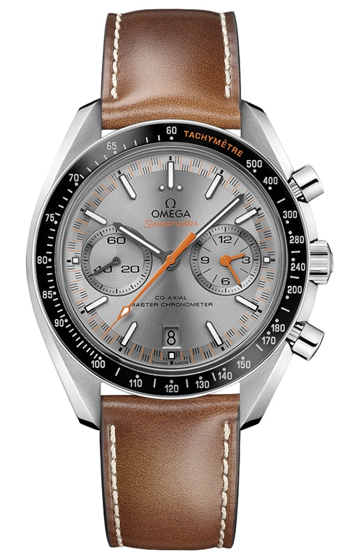 Omega Speedmaster Two Counters Racing 44.25mm Steel Grey Dial Leather Strap 329.32.44.51.06.001