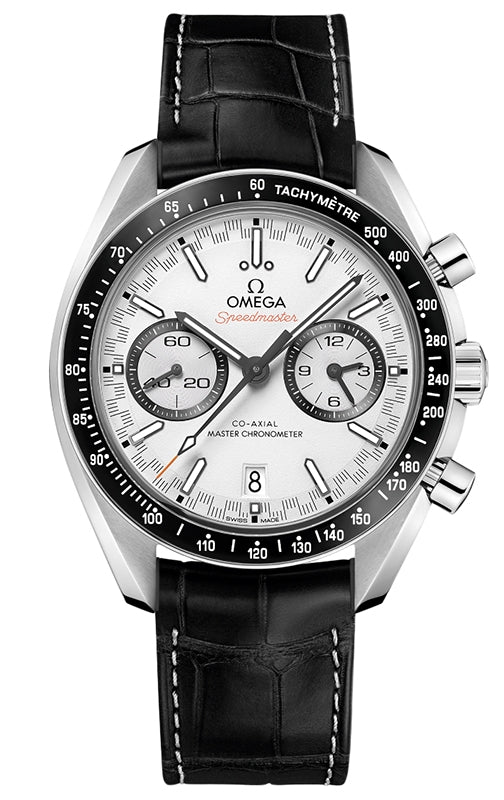 Omega Speedmaster Two Counters Racing 44.25mm Steel White Dial Leather Strap 329.33.44.51.04.001