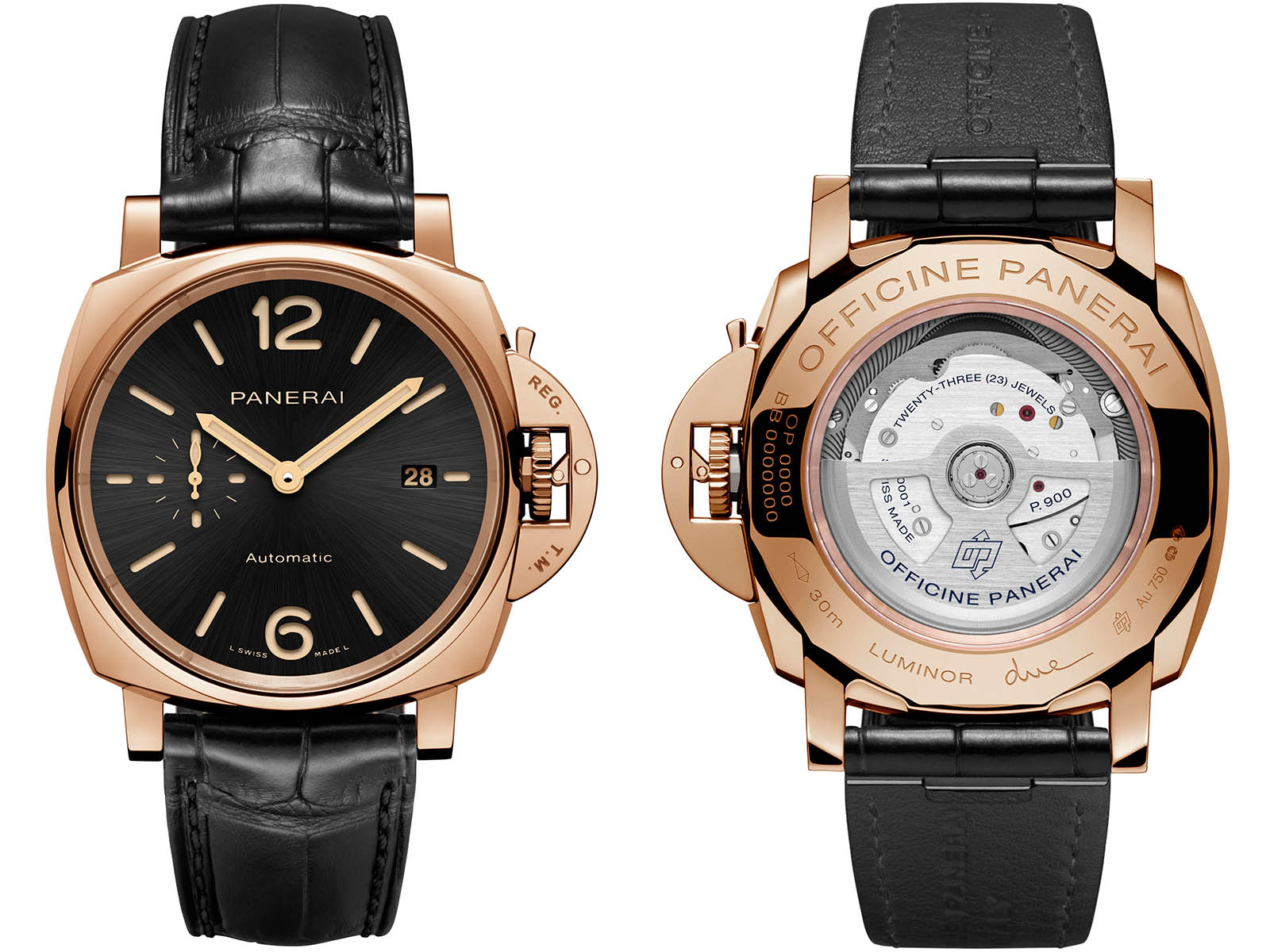 Panerai Luminor Due Goldtech? Gold Copper 42mm Black Dial Alligator Leather Strap PAM01041 - BRAND NEW
