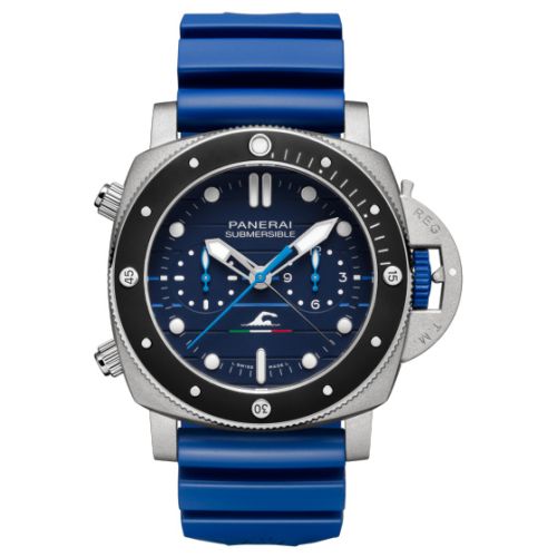 Panerai Submersible Chrono Paltrinieri Edition Titanium with Ceramic 47mm Blue Dial Rubber Strap PAM01163 - BRAND NEW