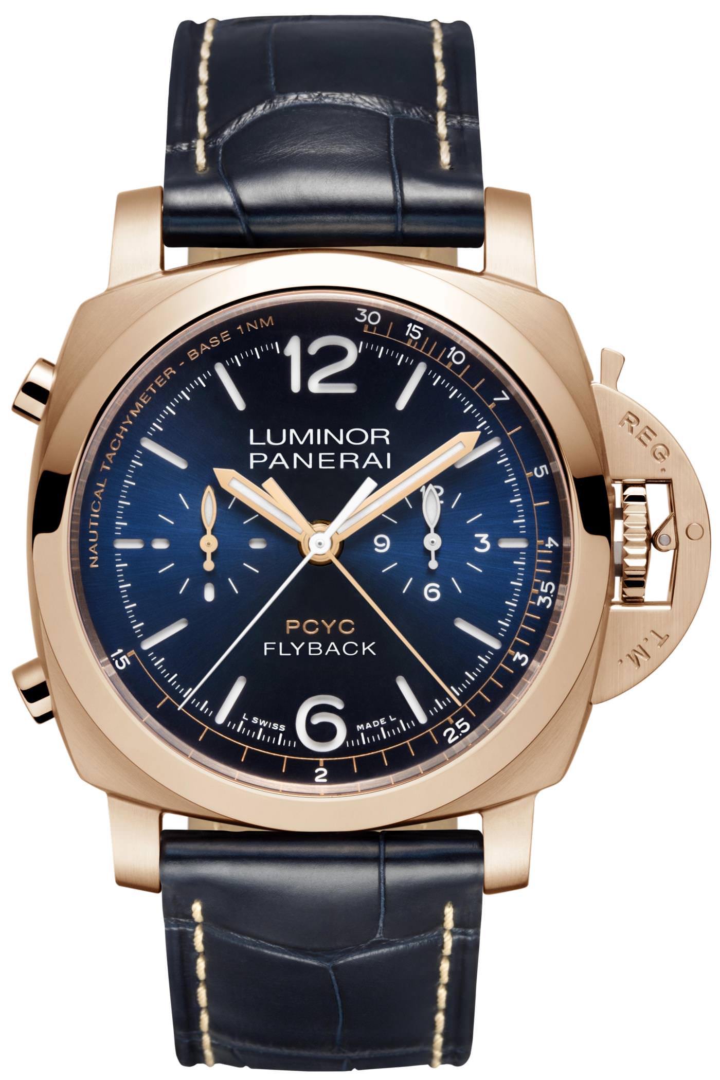 Panerai Luminor Yachts Challenge Gold with Copper 44mm Blue Dial Alligator Leather Strap PAM01020 - BRAND NEW
