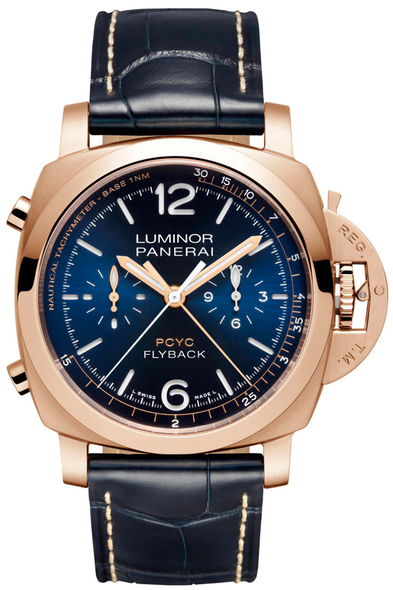 Panerai Luminor Yachts Challenge Gold with Copper 44mm Blue Dial Alligator Leather Strap PAM01020 - BRAND NEW