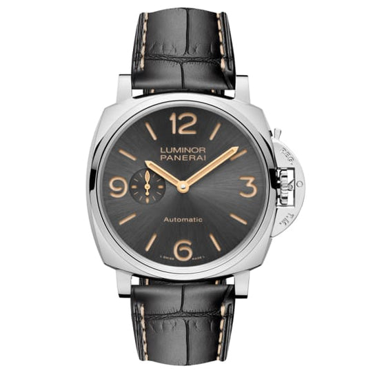Panerai Luminor Due Stainless Steel 45mm Black Dial Alligator Leather Strap PAM00739 - BRAND NEW
