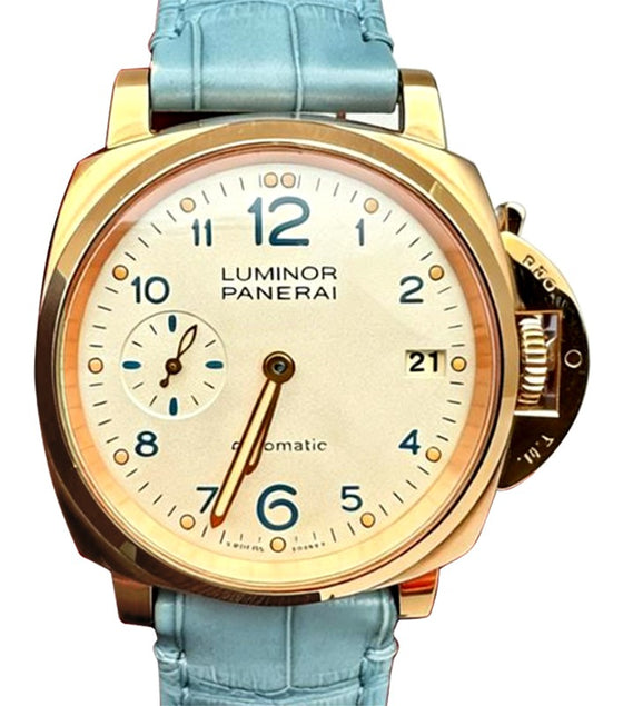 Panerai Luminor Due Red Gold 38mm White Dial Alligator Leather Strap PAM00756 - BRAND NEW