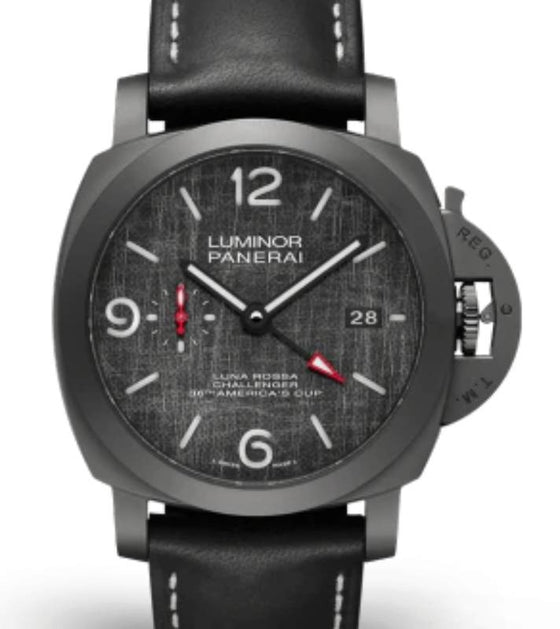 Panerai Luminor Luna Rossa GMT Titanium DLC 44mm Grey Dial Leather Strap PAM01036 - BRAND NEW
