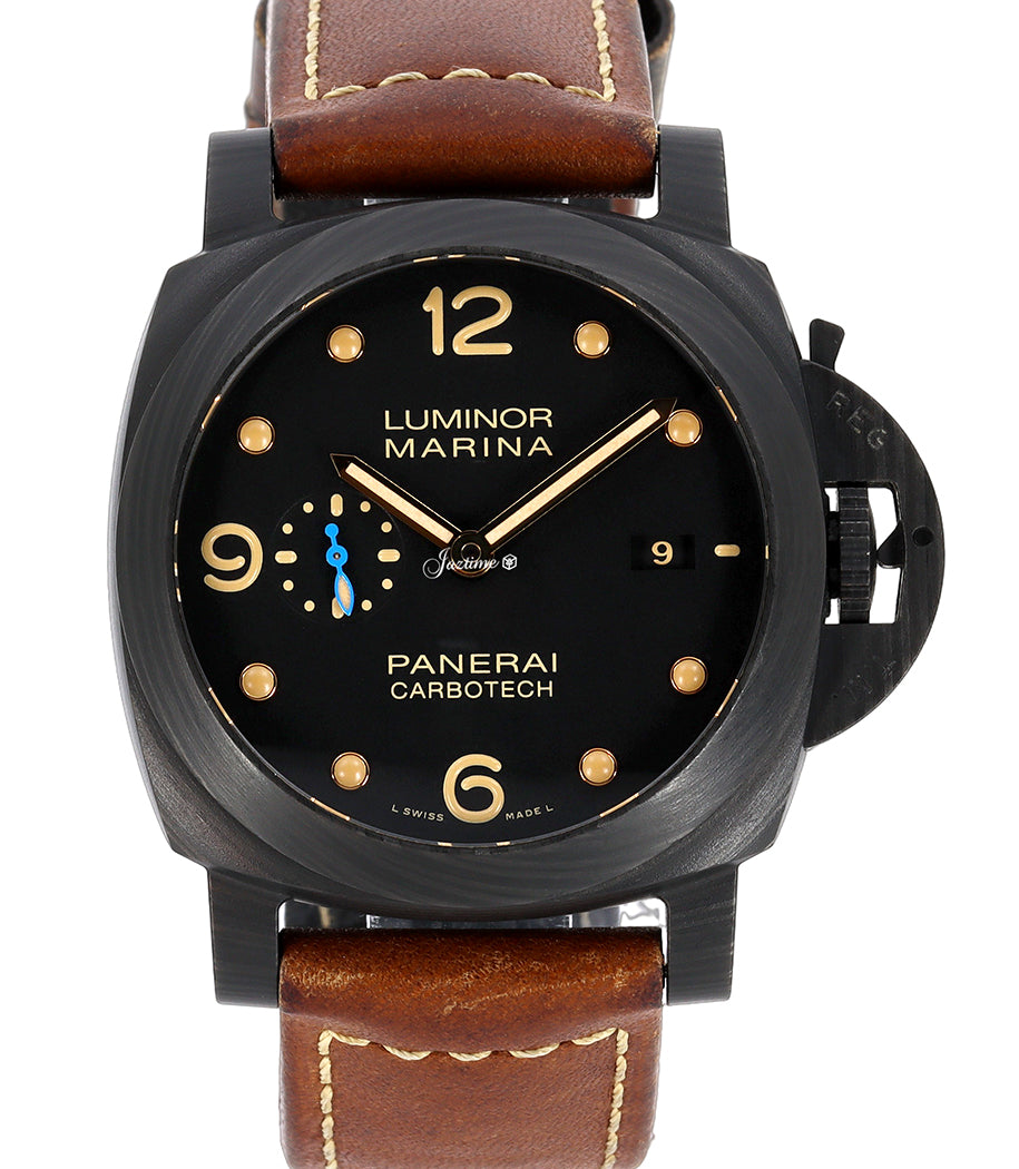 Panerai Luminor Marina Carbotech? Carbon Fibre 44mm Black Dial Leather Strap PAM00661 - BRAND NEW