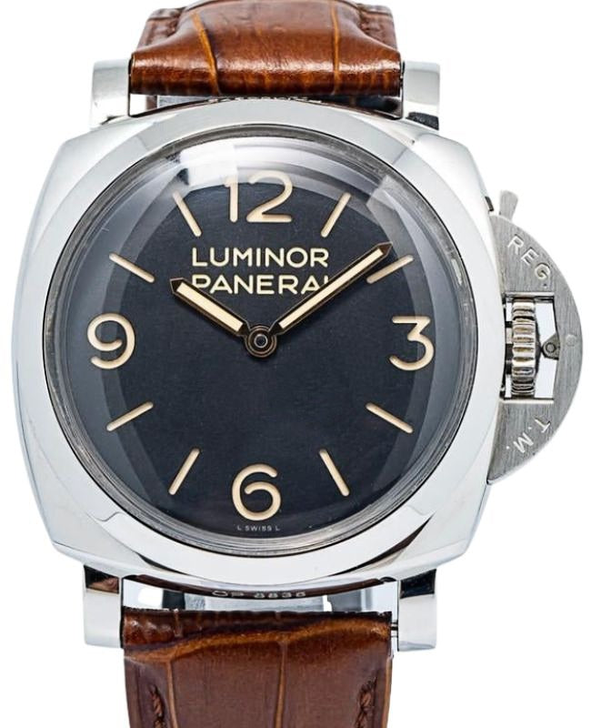 Panerai Luminor Steel 47mm Black Dial Leather Strap PAM00372 - BRAND NEW