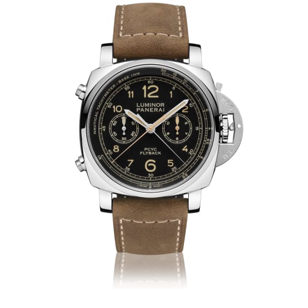 Panerai Luminor Yachts Challenge Stainless Steel 44mm Black Dial Dark Brown Leather Strap PAM653 - BRAND NEW