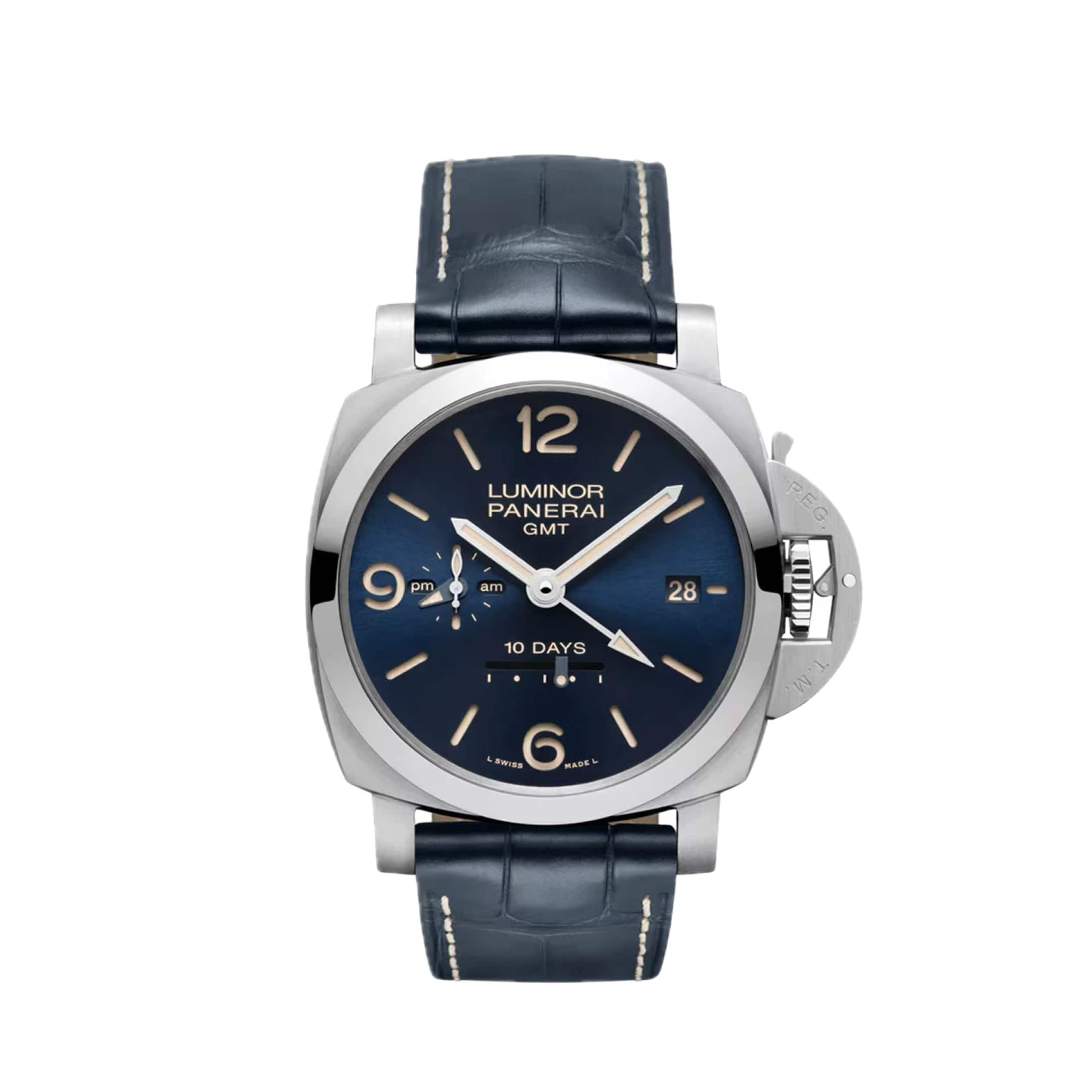 Panerai Luminor GMT 10 Days Stainless Steel 44mm Blue Dial Alligator Leather Strap PAM00986 - BRAND NEW