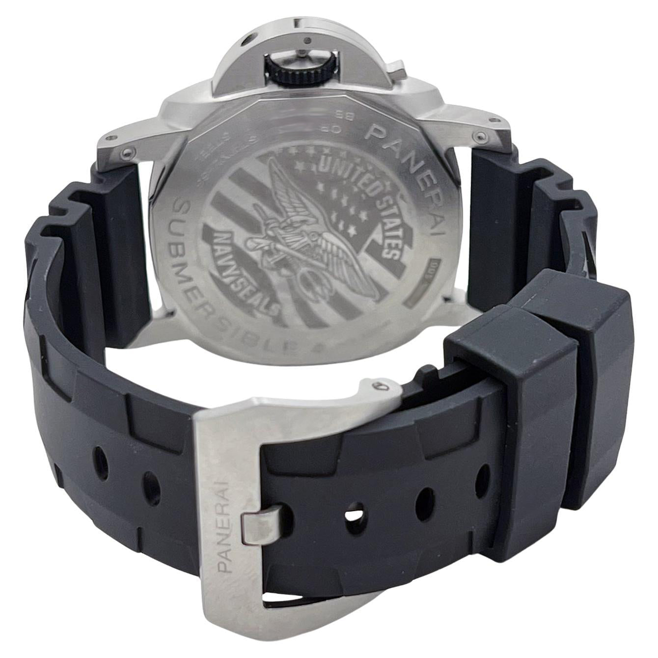 Panerai Submersible GMT Navy SEALs 44mm Stainless Steel Black Dial Rubber Strap PAM01323
