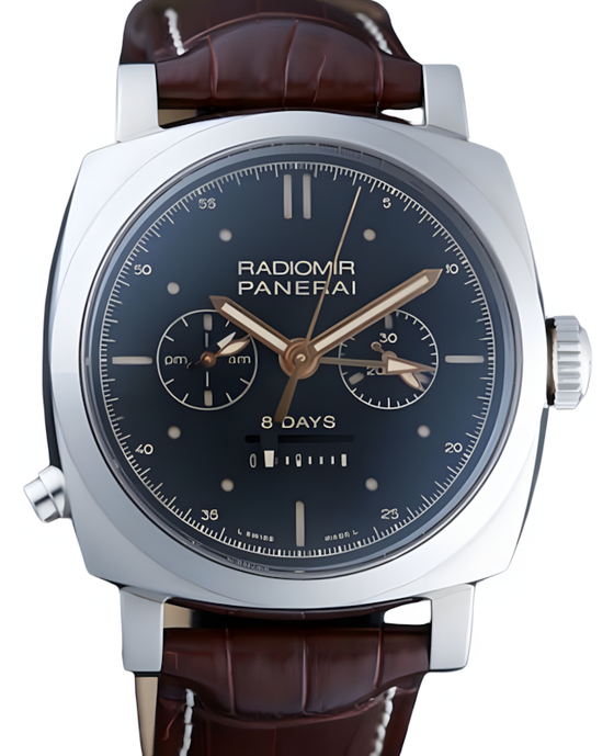 Panerai Radiomir 1940 Chrono Monopulsante 8 Days GMT Oro Bianco White Gold Black Dial PAM00503