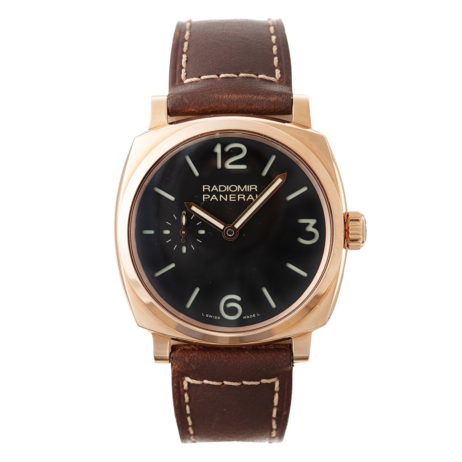 Panerai Radiomir Gold with Copper 42mm Black Dial Alligator Leather Strap PAM00575 - BRAND NEW