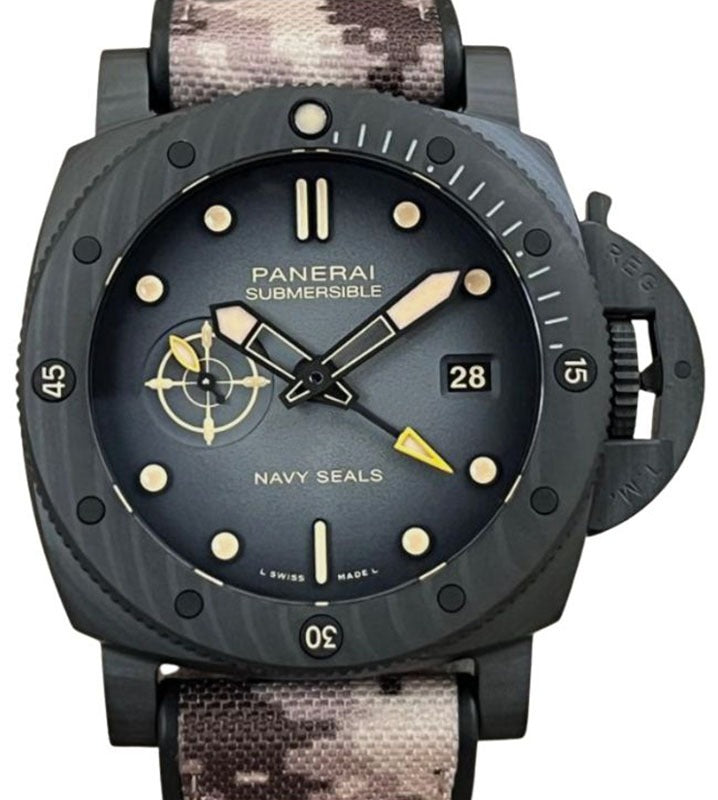 Panerai Submersible QuarantaQuattro GMT Navy SEALs Carbotech 44mm Black Dial PAM01513