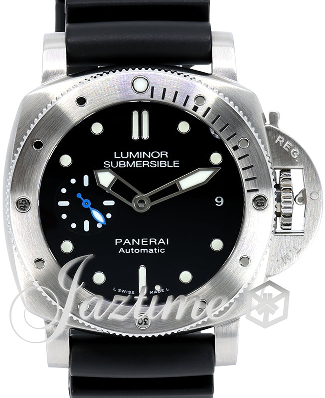 Panerai Submersible Stainless Steel 42mm Black Dial Rubber Strap PAM00682
