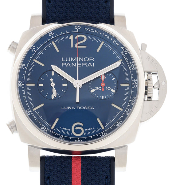 Panerai Luminor Chrono Luna Rossa Steel 44mm Blue Dial Sportech Rubber Strap PAM01303