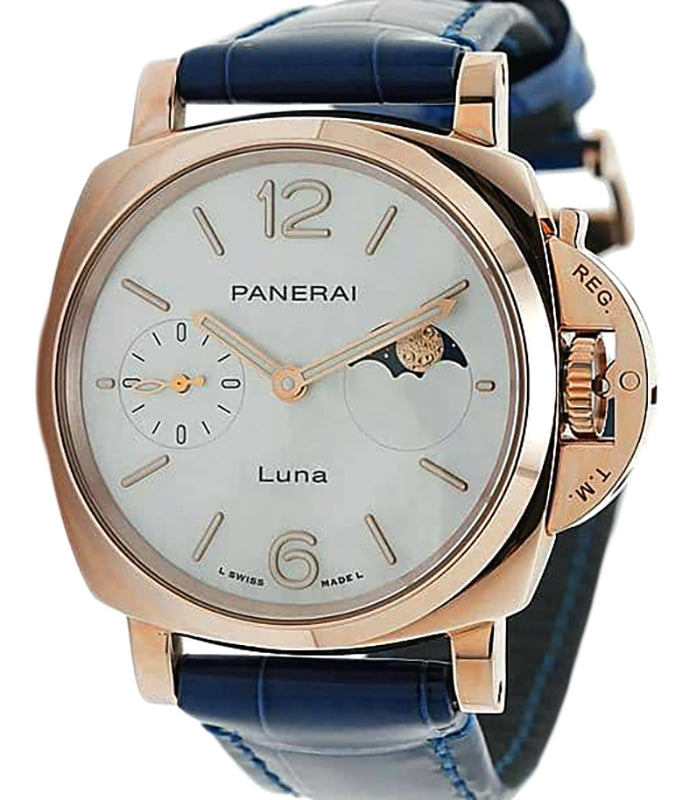 Panerai Luminor Due Luna Goldtech 38mm White Mother of Pearl Moonphase Dial PAM01181