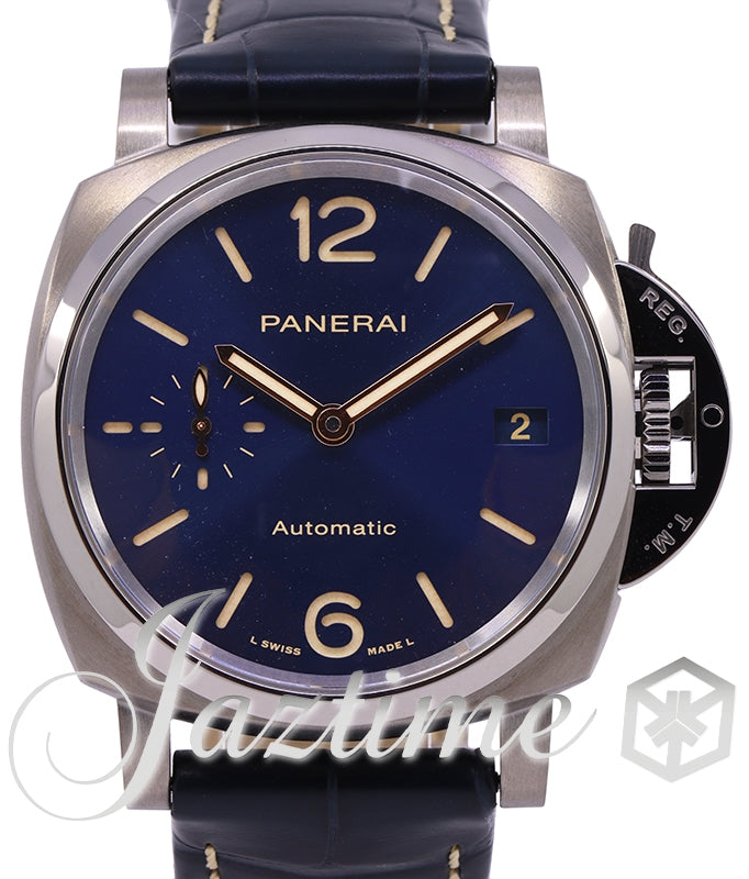 Panerai Luminor Due Piccolo Due Titanium 38mm Blue Dial Alligator Leather Strap PAM00926 - BRAND NEW