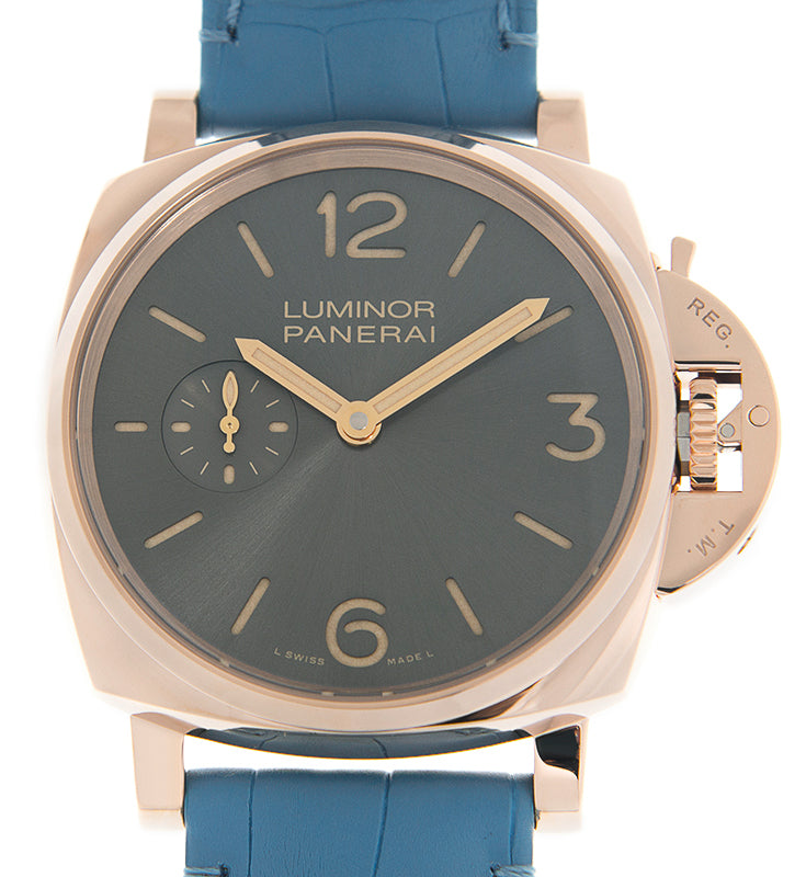 Panerai Luminor Due Red Gold 42mm Black Dial Leather Strap PAM00677