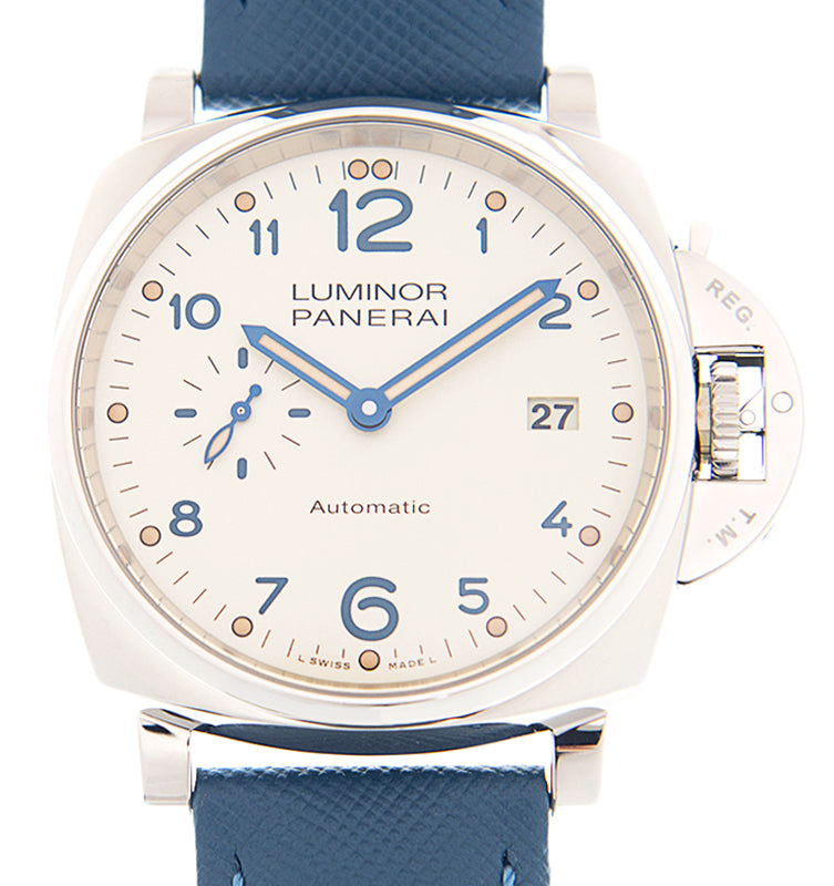 Panerai Luminor Due Steel 42mm White Dial Leather Strap PAM00906