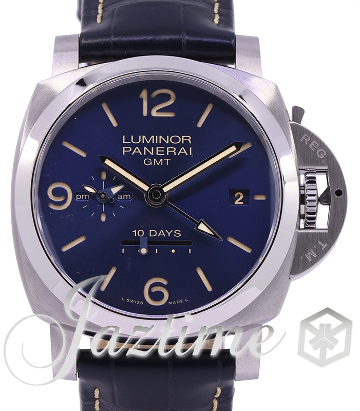Panerai Luminor GMT 10 Days Stainless Steel 44mm Blue Dial Alligator Leather Strap PAM00986 - BRAND NEW