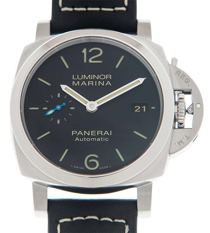 Panerai Luminor Marina Steel 42mm Black Dial Leather Strap PAM02392