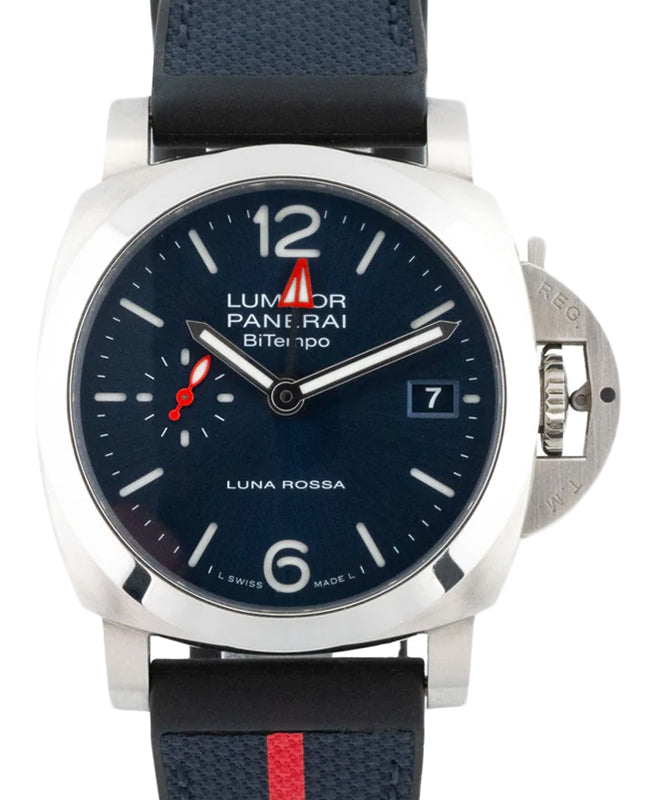Panerai Luminor Quaranta BiTempo Luna Rossa Steel 40mm Blue Dial PAM01404