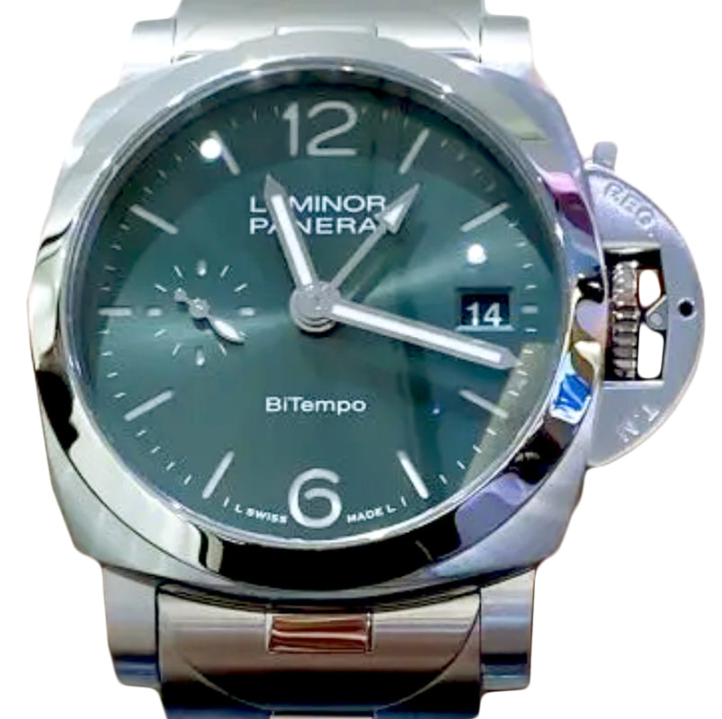 Panerai Luminor Quaranta BiTempo Steel 40mm Green Dial PAM01640