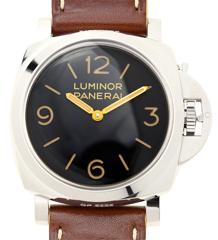 Panerai Luminor Steel 47mm Black Dial Leather Strap PAM00372