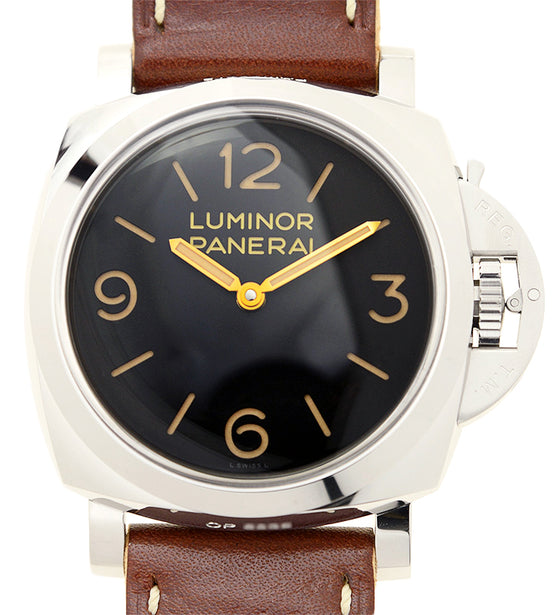 Panerai Luminor Steel 47mm Black Dial Leather Strap PAM00372