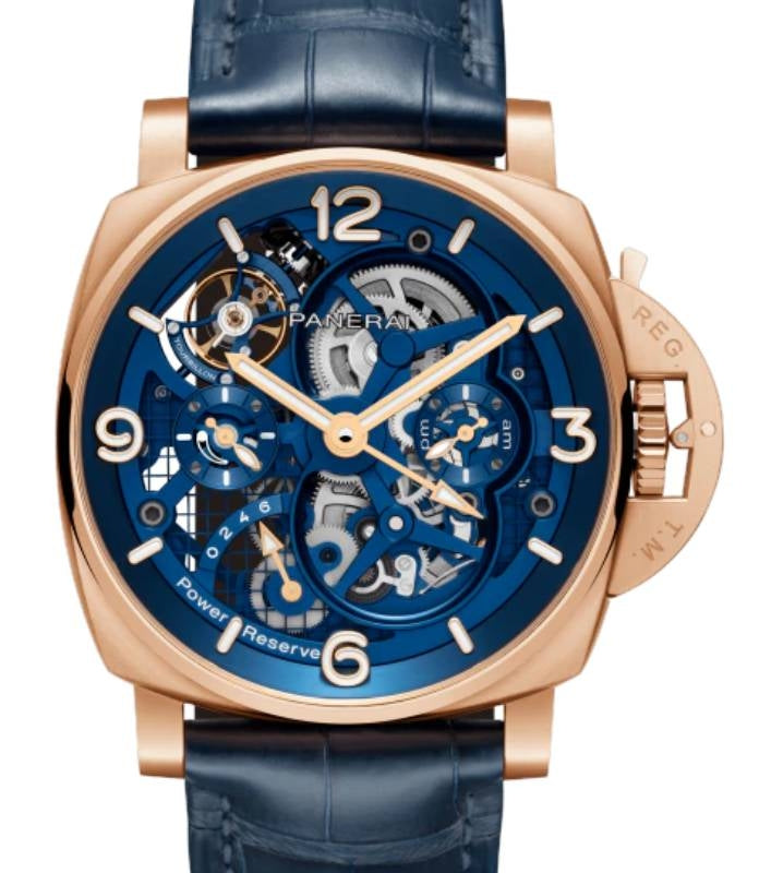Panerai Luminor Tourbillon GMT Goldtech 47mm Skeleton Dial PAM01060