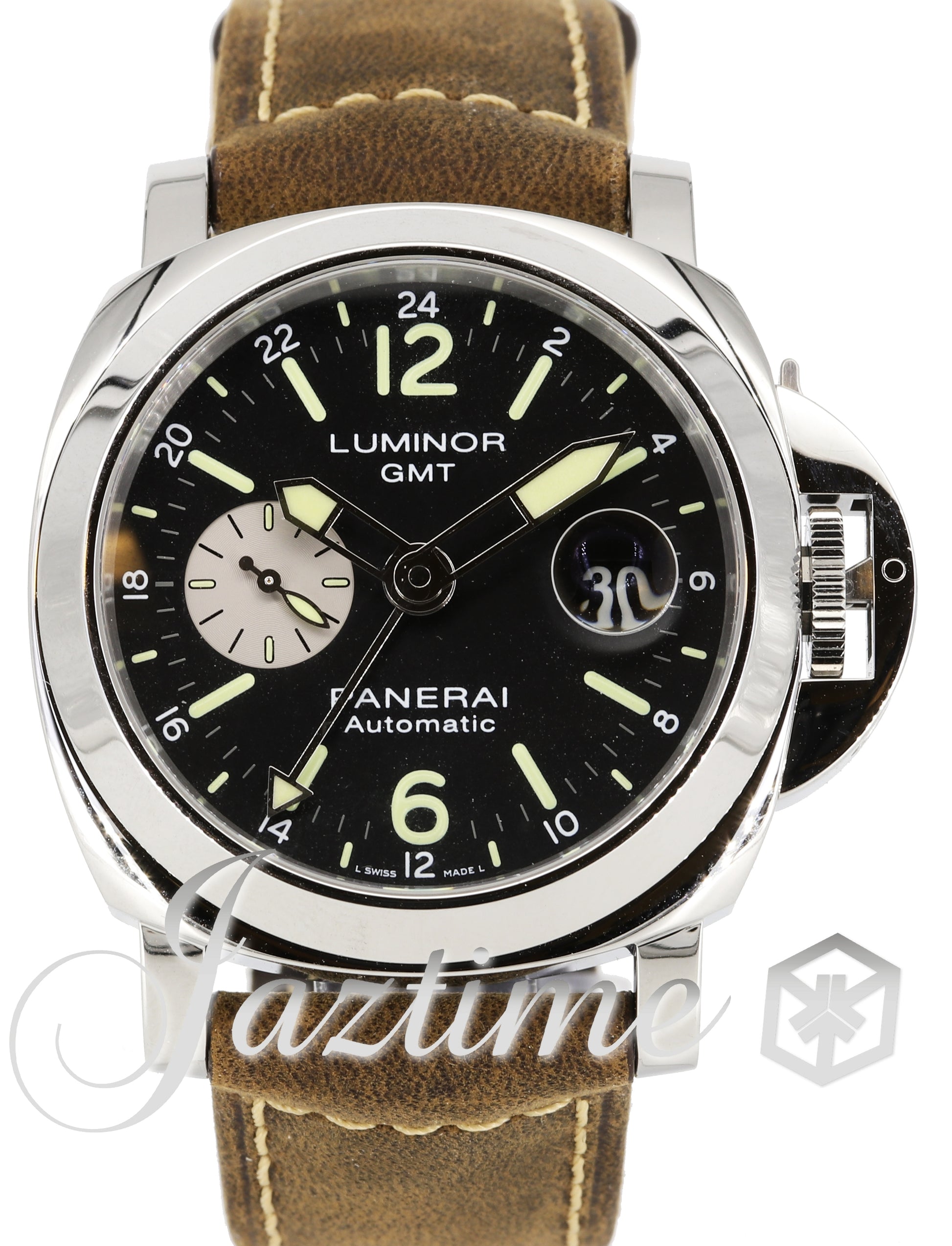 Panerai Luminor GMT Steel 44mm Black Dial Leather Strap PAM01088 - BRAND NEW