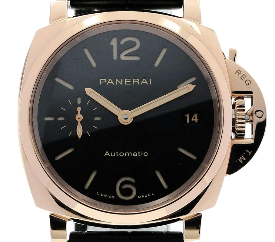 Panerai Piccolo Due Goldtech 38mm Black Dial Leather Strap PAM01029