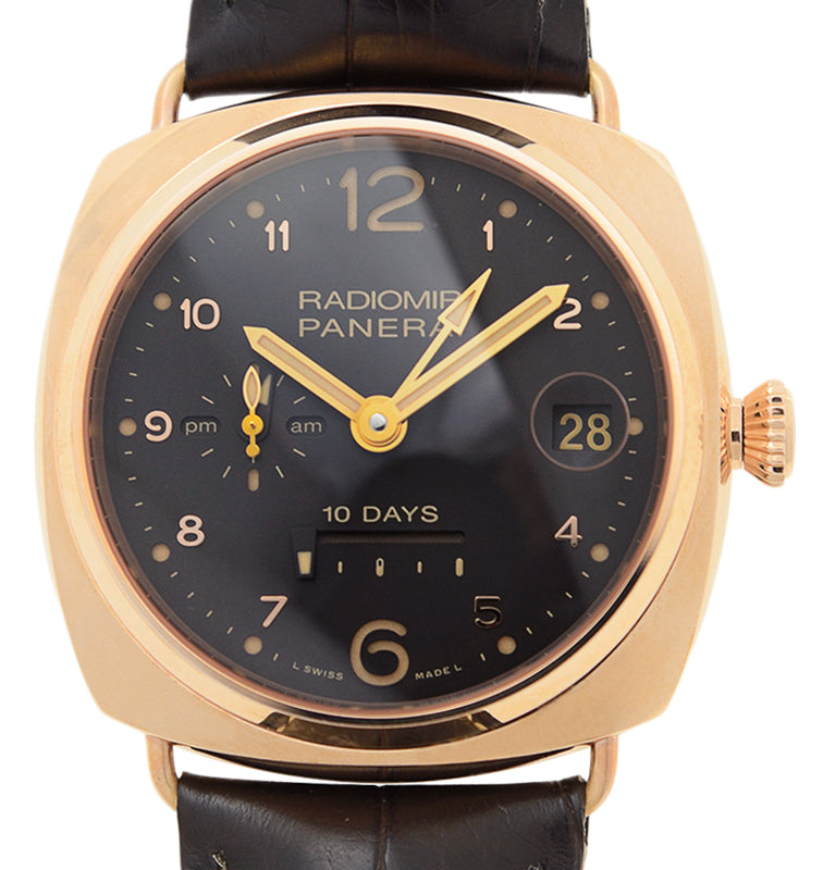 Panerai Radiomir 10 Days GMT Oro Rosso Red Gold 45mm Brown Dial Leather Strap PAM00497
