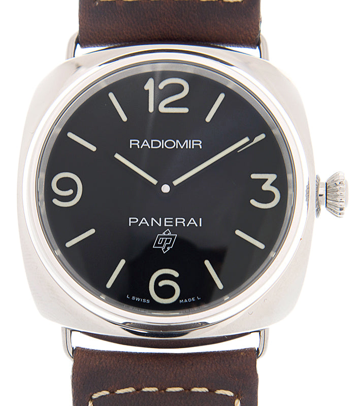 Panerai Radiomir Base Logo Stainless Steel 45mm Black Dial Leather Strap PAM753-BRAND NEW