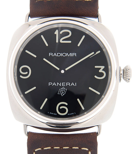 Panerai Radiomir Base Logo Steel 45mm Black Dial Leather Strap PAM00753
