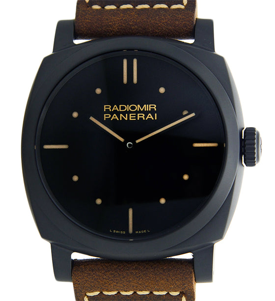 Panerai Radiomir Black Ceramic 48mm Black Dial Leather Strap PAM00577