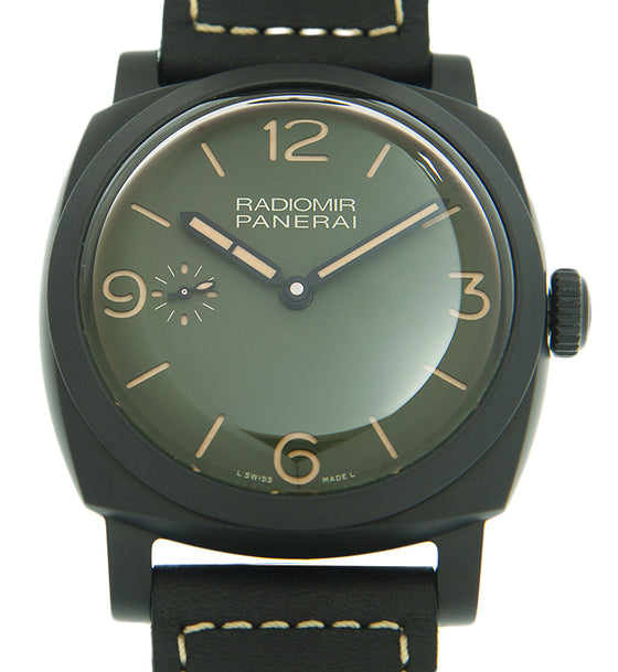 Panerai Radiomir Black Ceramic 48mm Green Dial Leather Strap PAM00997