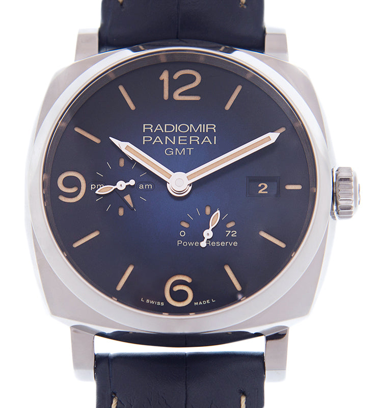Panerai Radiomir GMT Power Reserve Steel 45mm Blue Dial Alligator Strap PAM00946 - BRAND NEW