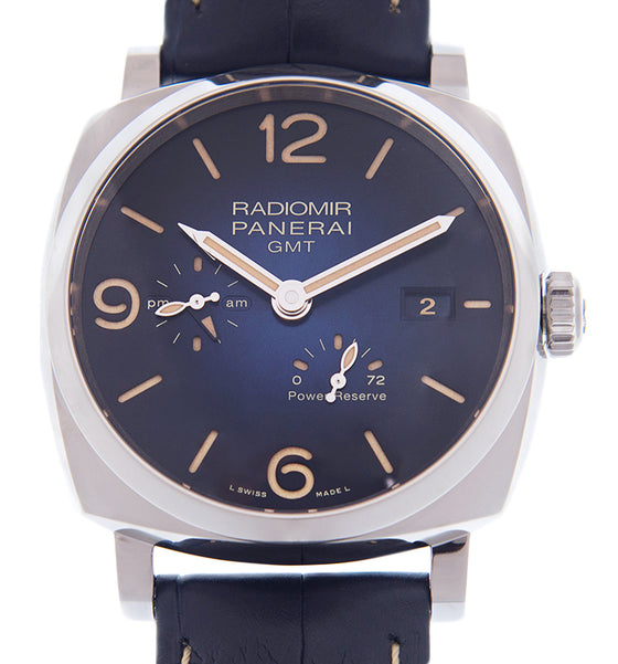 Panerai Radiomir GMT Power Reserve Steel 45mm Blue Dial Alligator Strap PAM00946 - BRAND NEW