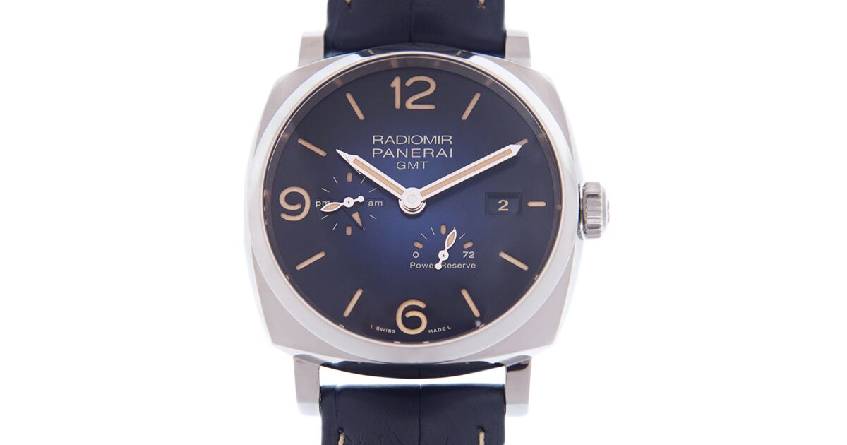 Panerai Radiomir GMT Steel 45mm Blue Alligator Leather Strap PAM00945 - BRAND NEW