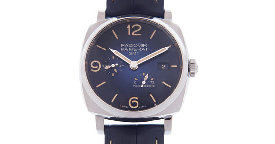 Panerai Radiomir GMT Steel 45mm Blue Alligator Leather Strap PAM00945 - BRAND NEW